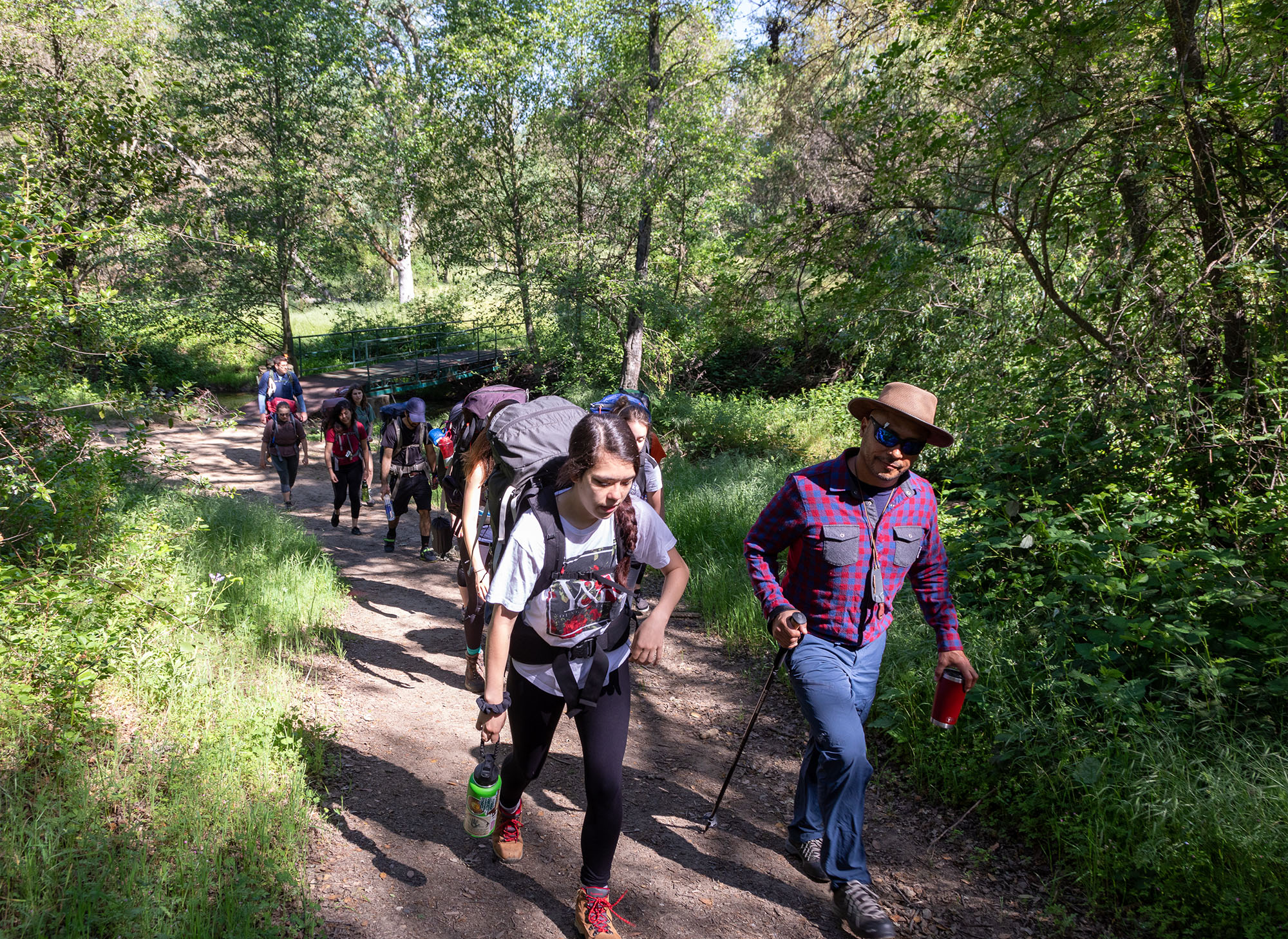 Students backpacking in the outdoors as part of the Recreation Management program at Sierra College